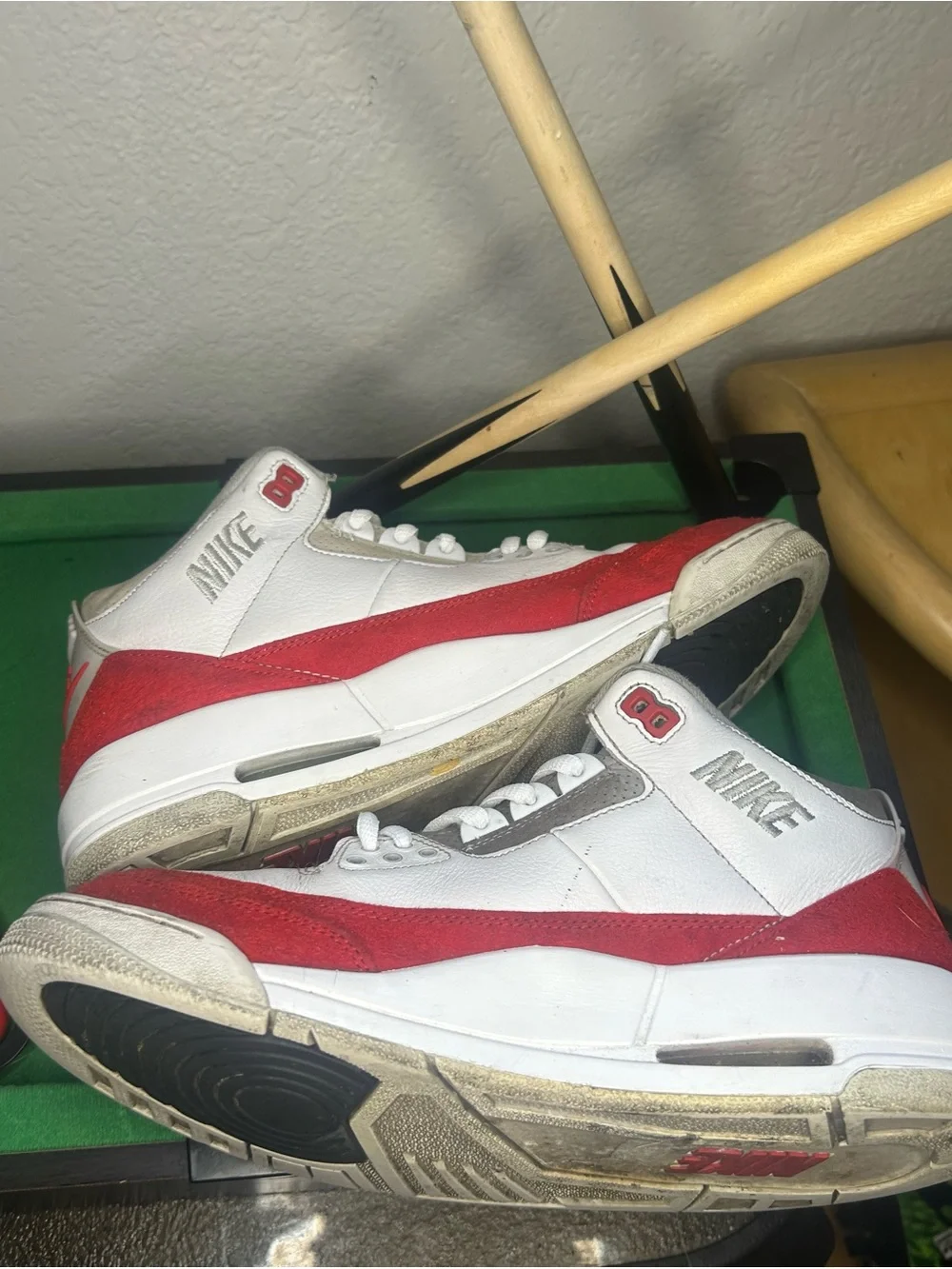 Jordan Men's White and Red High-Top Sneakers